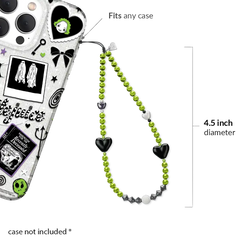 Green & Black Hearts Phone Charm