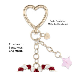 Candy Cane Heart Bag Charm