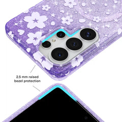 Lavender Cherry Blossom Glitter Samsung Case