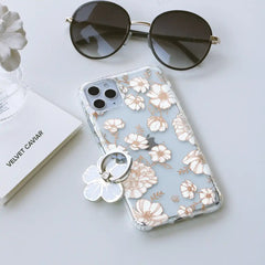 White and Gold Floral Clear iPhone Case