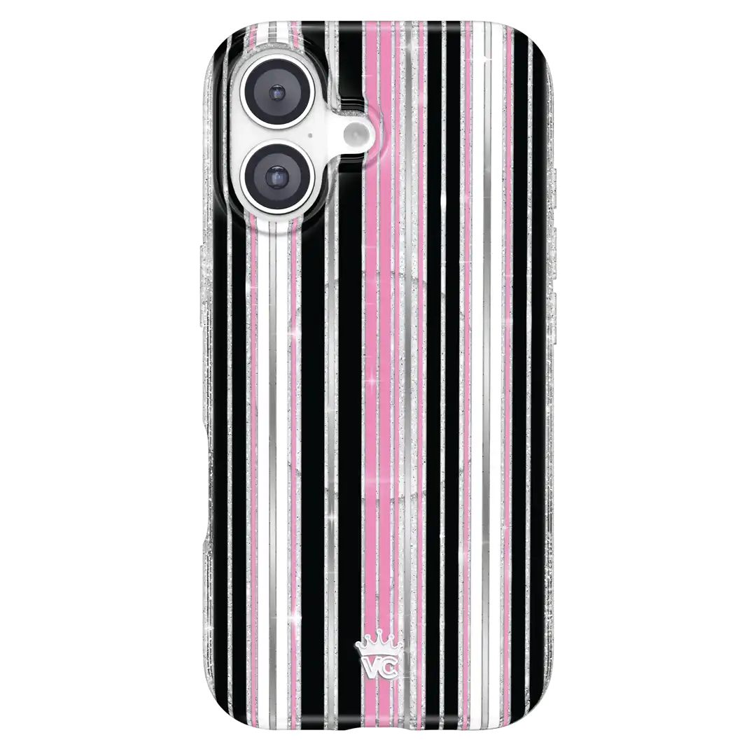 Pretty Punk Stripes Glitter iPhone Case
