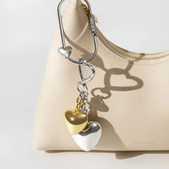 Mixed Metal Heart Bag Charm