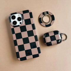 Mocha Vibe Checkered AirPod Case