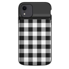 Black Gingham iPhone Charging Case