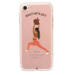 Shut Up & Lift iPhone Case Black Hair Pink Pants