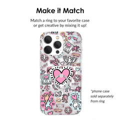 Keith Haring Pink Heart Phone Ring