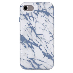 White Marble Blue Chrome iPhone Case