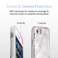 White Marble Silver Chrome iPhone Case